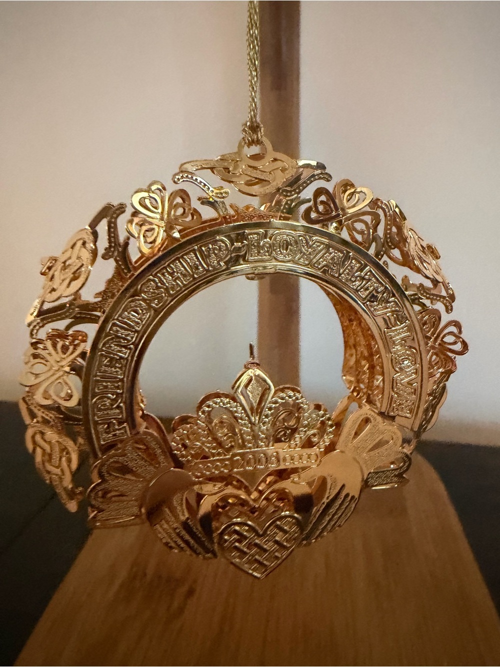 Gold Plated Claddagh-Inspired Ornament